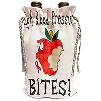 3dRose Blonde Designs Cause Awareness Designs Bites - Funny Awareness Support Cause High Blood Pressure Mean Apple - Wine Bag (wbg_120542_1)