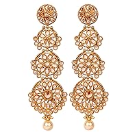 Ethnic Traditional Style Gold Plated Indian Polki Earrings Traditional Jewelry