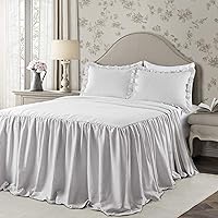 Lush Décor Ticking Stripe Bedspread Gray Vintage Chic Farmhouse Style Lightweight 3 Piece Set King,