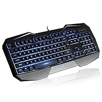 Backlit Gaming Keyboard, Aula Illuminated Keyboard with Adjustable LED Backlight 104 Key and Wrist Rest for Gaming, Office