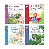 Carson Dellosa Keepsake Stories Classic Children's Fairy Tales in Spanish and English Book Set, The Three Little Pigs, Little Red Riding Hood, Goldilocks, Jack & the Beanstalk Bilingual Books for Kids