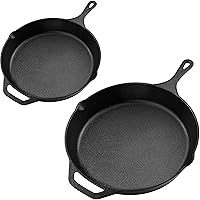 Utopia Kitchen Pre-Seasoned Cast Iron Skillet 2 Piece Set– Professional 8 inch and 12.5 inch Chef’s Pan – Suitable for all Stovetops – Camp Fire Frying Pan – Safe Indoor and Outdoor Cookware (Black)