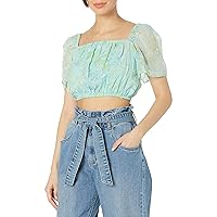 French Connection Women's Printed Top, Glass Mint Multi, 4
