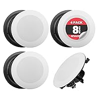 Pyle 8” 4 Bluetooth Flush Mount - In-wall In-ceiling 2-Way Speaker System Quick Connections Changeable Round/Square Grill Polypropylene Cone & Tweeter Stereo Sound 4 Ch Amplifier 250 Watt - PDICBT286