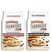 Pepperidge Farm Farmhouse Thin & Crispy Milk and Dark Chocolate Chip Cookies, 6.9 Oz Bag (1 Bag Each SimplyComplete Bundle) for Kid Treats, Family Gatherings
