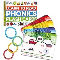 Phonics Flash Cards - Learn to Read in 20 Stages - Digraphs CVC Blends Long Vowel Sounds - Games for Kids Ages 4-8 Kindergarten First Second Grade Homeschool Educational Study Activity
