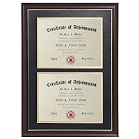 ELSKER&HOME Double Diploma Frames 14x20 for Two 8.5x11 Diplomas,Certificates,Degrees,Documents,Cherry Color Golden Rim for Dual Diploma/Certificate/Document Frame for Two 8.5x11 Inch with Mat
