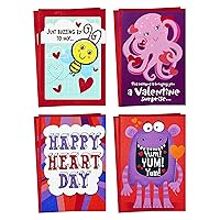 Hallmark Valentines Day Cards Assortment for Kids, 8 Valentine's Day Cards with Envelopes (Bee, Octopus, Monster) (699VFE1221)