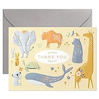 Hallmark Baby Shower Thank You Cards, Painted Animals (20 Cards with Envelopes for Baby Boy or Baby Girl) Elephant, Koala, Giraffe, Whale, Turtle