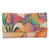 Anna by Anuschka Hand Painted Women’s Genuine Leather Ladies Checkbook Clutch Wallet