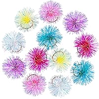12 PCS Colorful Pom Hair Ties, Elastic Ponytail Holders, Shiny Cute Scrunchies, Hair Accessories for Women, Girls for Parties, Show, Festivals