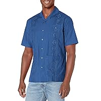 Cubavera Men's Four-Pocket Mini Pintuck Embroidered Authentic Guayabera Shirt, Short Sleeve Button Down