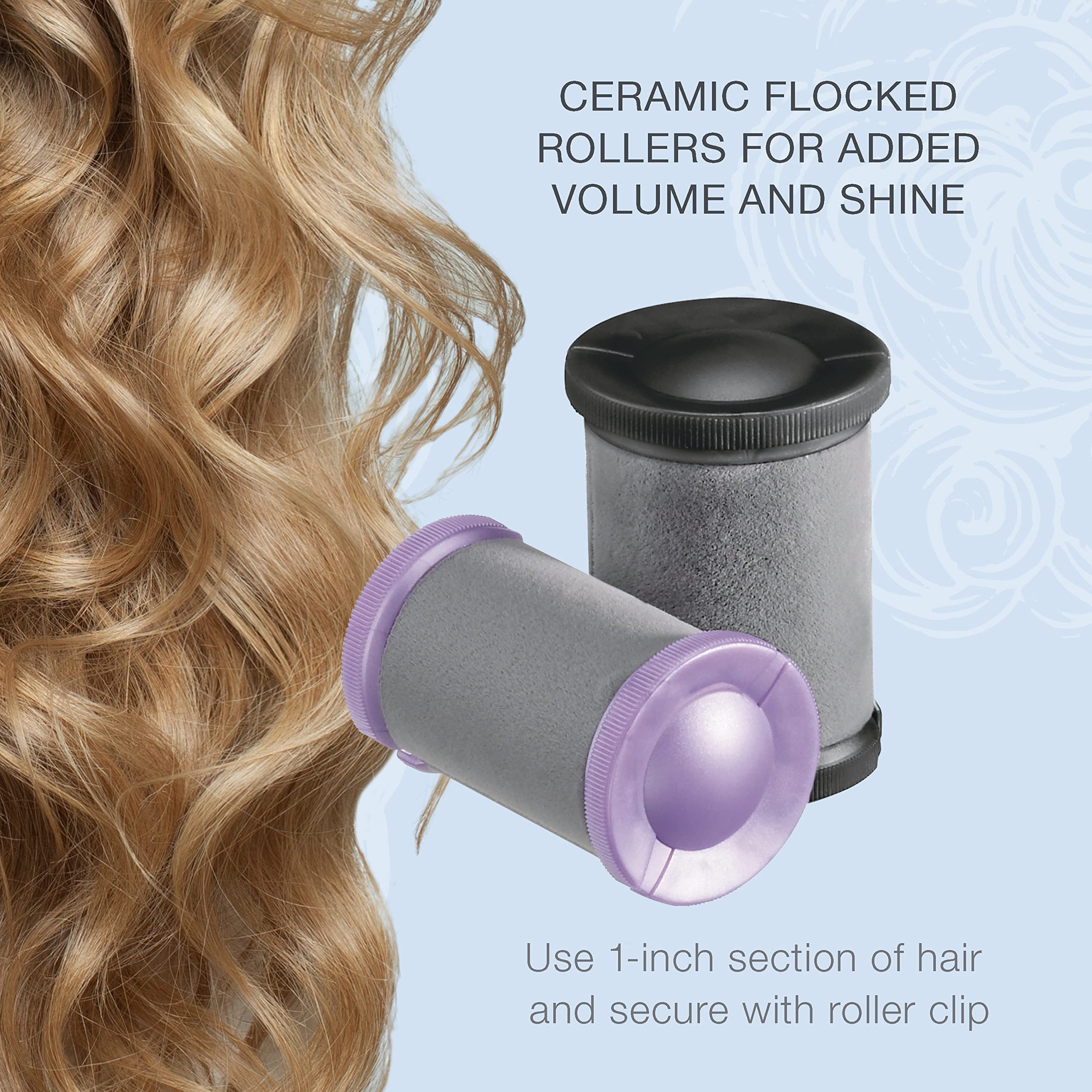 Conair Ceramic 1 1/2-inch and 1 3/4-inch Hot Rollers, Bonus: Super Clips Included (Amazon Exclusive), Create Big Curls and Voluminous Waves