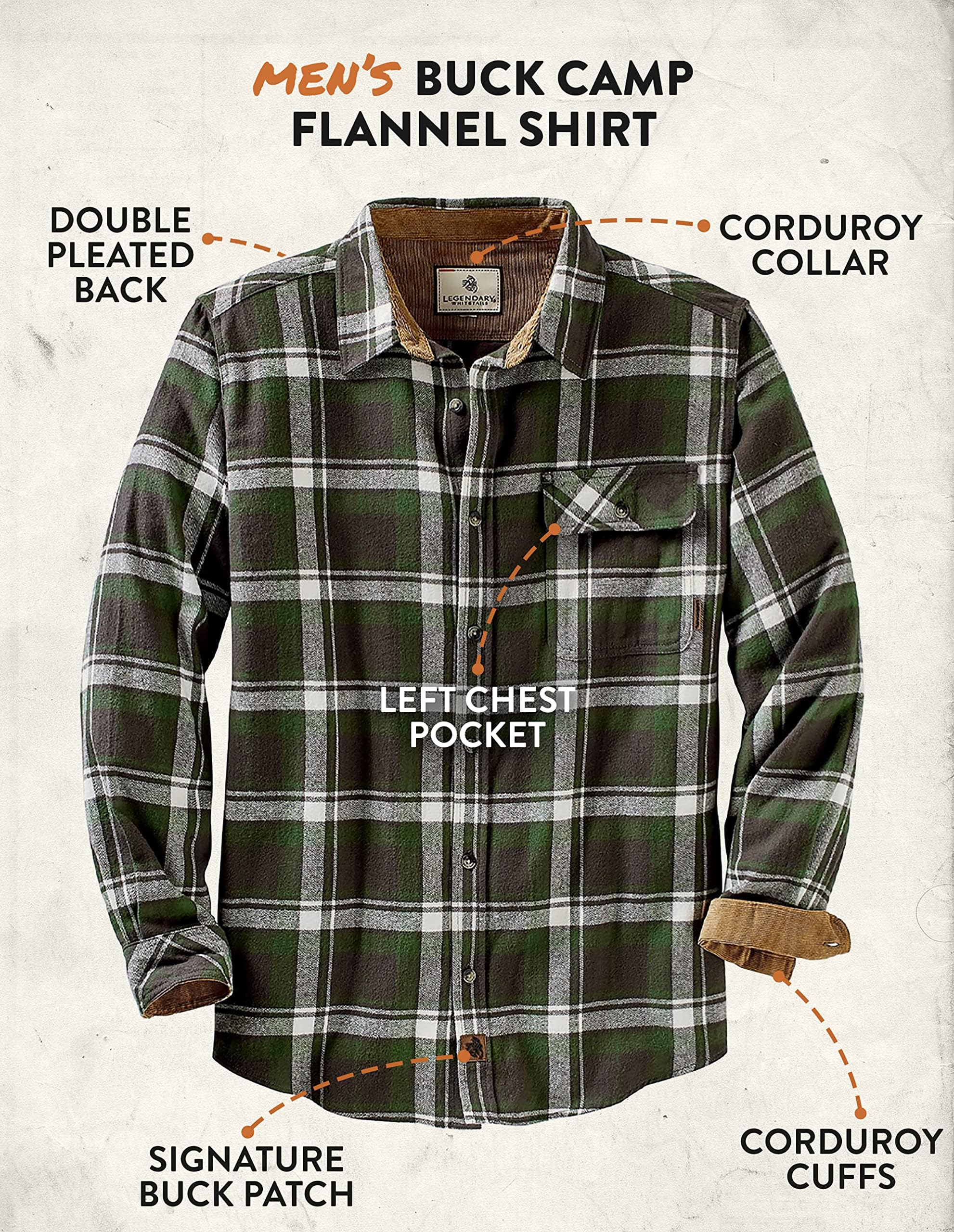 Legendary Whitetails Men's Buck Camp Flannel Shirt