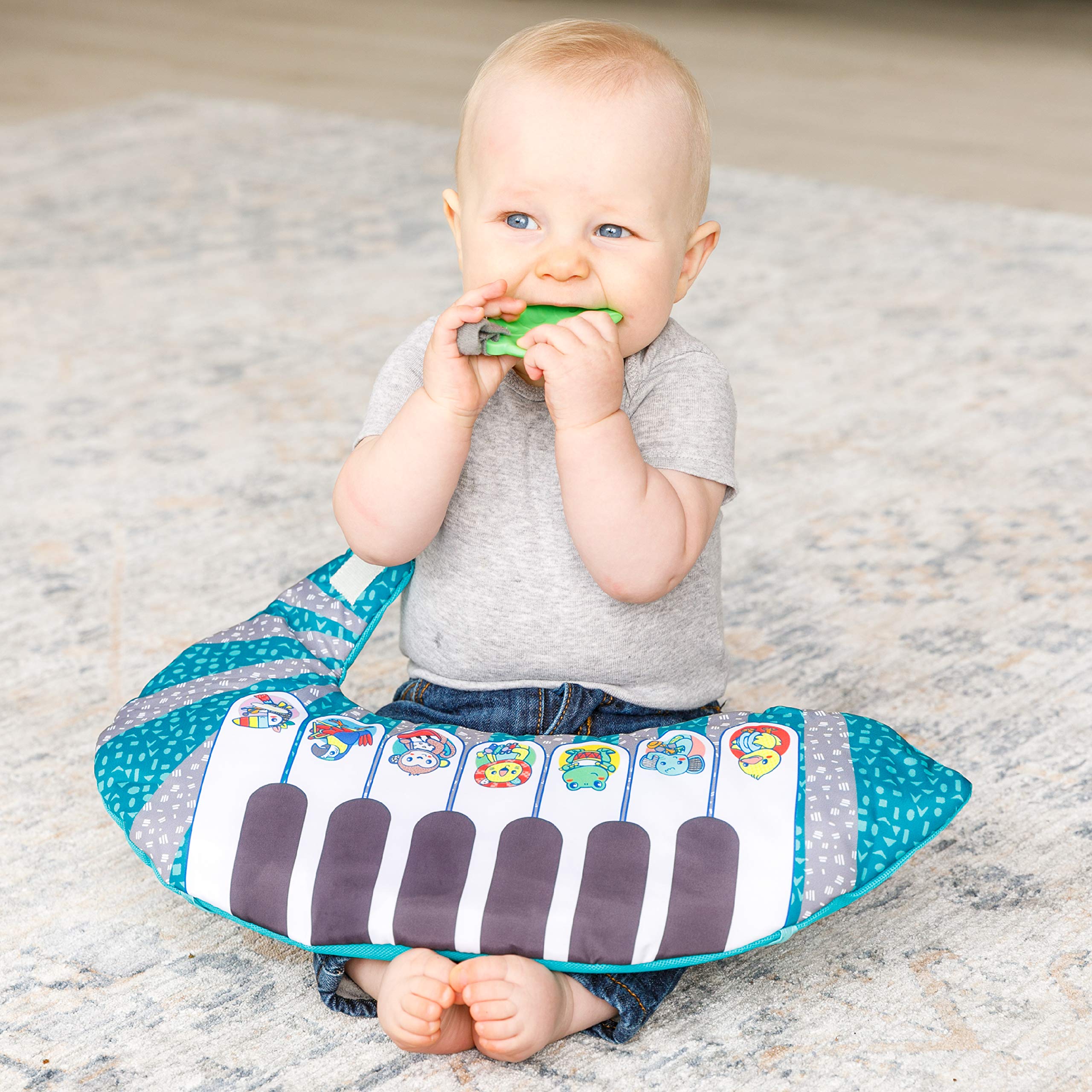 Infantino Grow with Me 3-in-1 Tummy Time Piano - 35 Sensory Stimulating Sounds, 3 Ways to Play, Tiny to Toddler, Attaches to Cribs, Tummy-Time