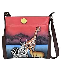 Anna by Anuschka Women's Hand-Painted Leather Crossbody with Side Pockets