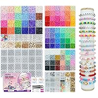 Gionlion 19000 Pcs Clay Beads for Bracelet Making, 96 Colors Preppy Friendship Bracelet Kit Polymer Clay Beads Letter Beads with Charms for Jewelry Making,Crafts Gifts for Teens Girls (6Boxes)