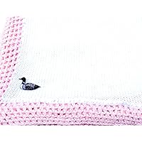 SONA Knitted Crochet Finished Pink Cotton Large Baby Blanket with Monogram