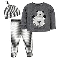 Gerber unisex-baby Newborn Hospital Outfit Shirt, Footed Pant and Cap