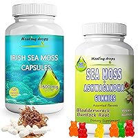 Sea Moss Capsules & Ashwagandha Gummies (Bundle) with Bladderwrack Burdock Root – Keto Alkaline Non-GMO