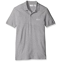 Lacoste Men's Short Sleeve Stretch Pique Rubber Croc Slim Fit Polo-PH5789,Silver Chine,7