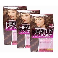 Loreal Healthy Look Hair Dye, Creme Gloss Color, Medium Brown 5, 1 ct (Pack of 3)