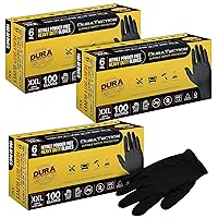 Dura-Gold HD Black Nitrile Disposable Gloves, 3 Boxes of 100, Size XX-Large, 6 Mil - Latex Free, Powder Free, Textured Grip