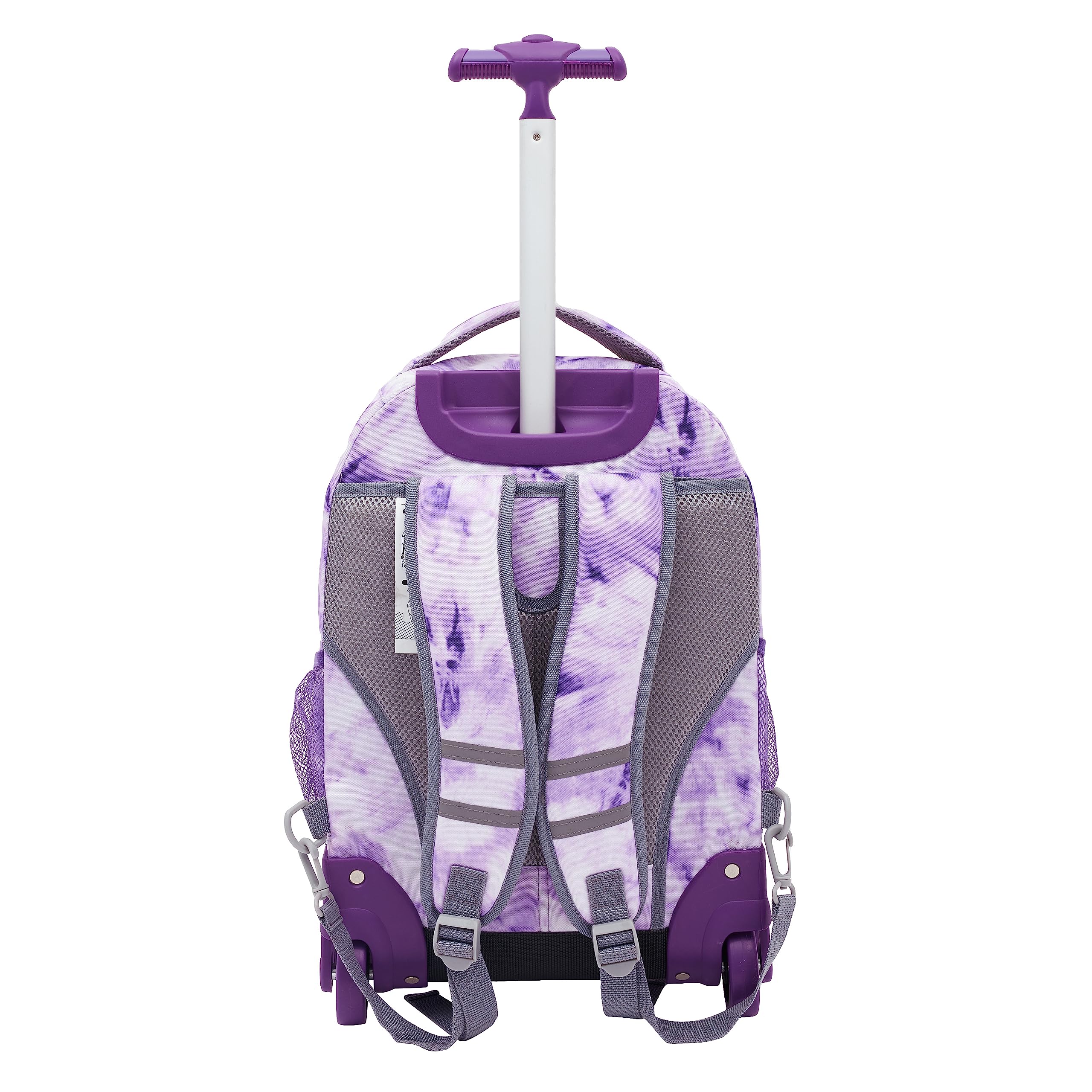 Travelers Club Rolling Backpack with Shoulder Straps, Purple Tye, 18-Inch