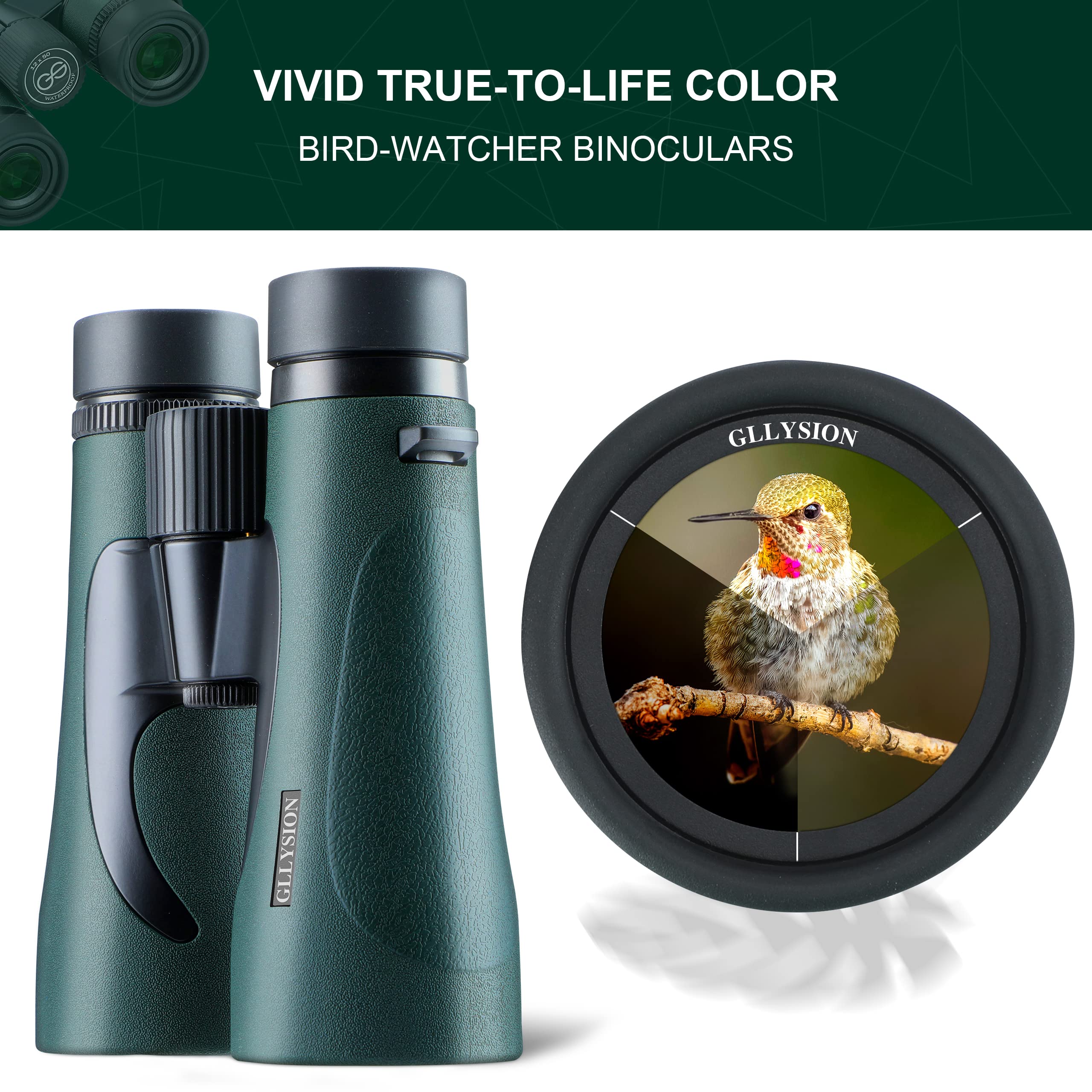12X50 Professional HD Binoculars for Adults with Phone Adapter, High Power Binoculars with BaK4 prisms, Super Bright Lightweight & Waterproof Binoculars Perfect for Bird Watching, Hunting, Stargazing
