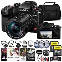 Panasonic Lumix GH6 Mirrorless Camera with 12-60mm f/2.8-4 Lens (DC-GH6LK) + 2 x Sony 64GB Tough SD Card + Filter Kit + Wide Angle Lens + Telephoto Lens + Lens Hood + LED Light + More (Renewed)