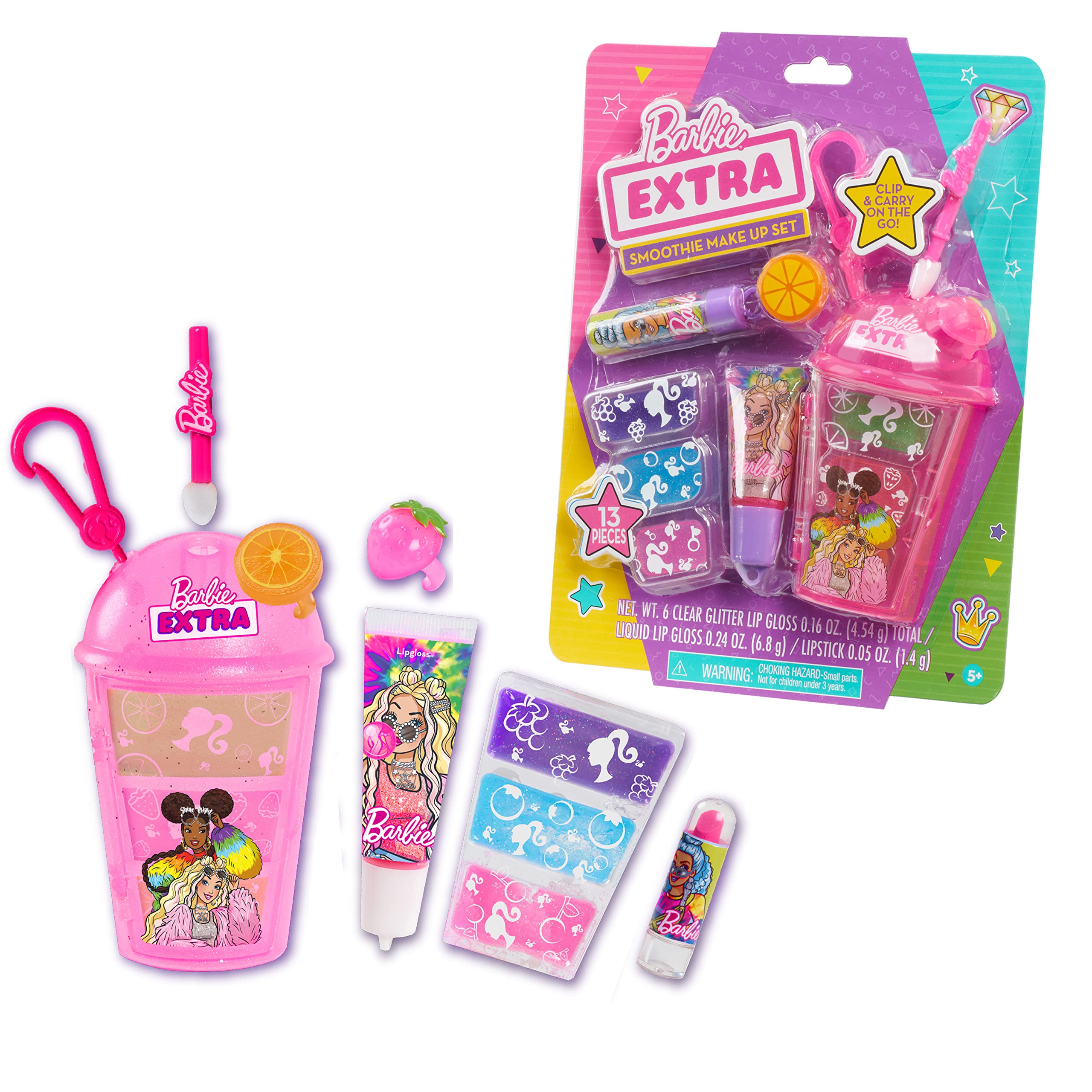 Barbie Extra Smoothie Makeup Set, 13-Piece Dress Up and Pretend Play Set, Kids Toys for Ages 5 Up, Gifts and Presents by Just Play