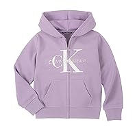 Calvin Klein Girls' Full-Zip Fleece Hoodie Sweatshirt with Front Pockets