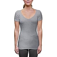 Women's Sweatproof Undershirt | Slim Fit Deep V Neck T-Shirt with Underarm Sweat Pads | Aluminum-Free Alternative