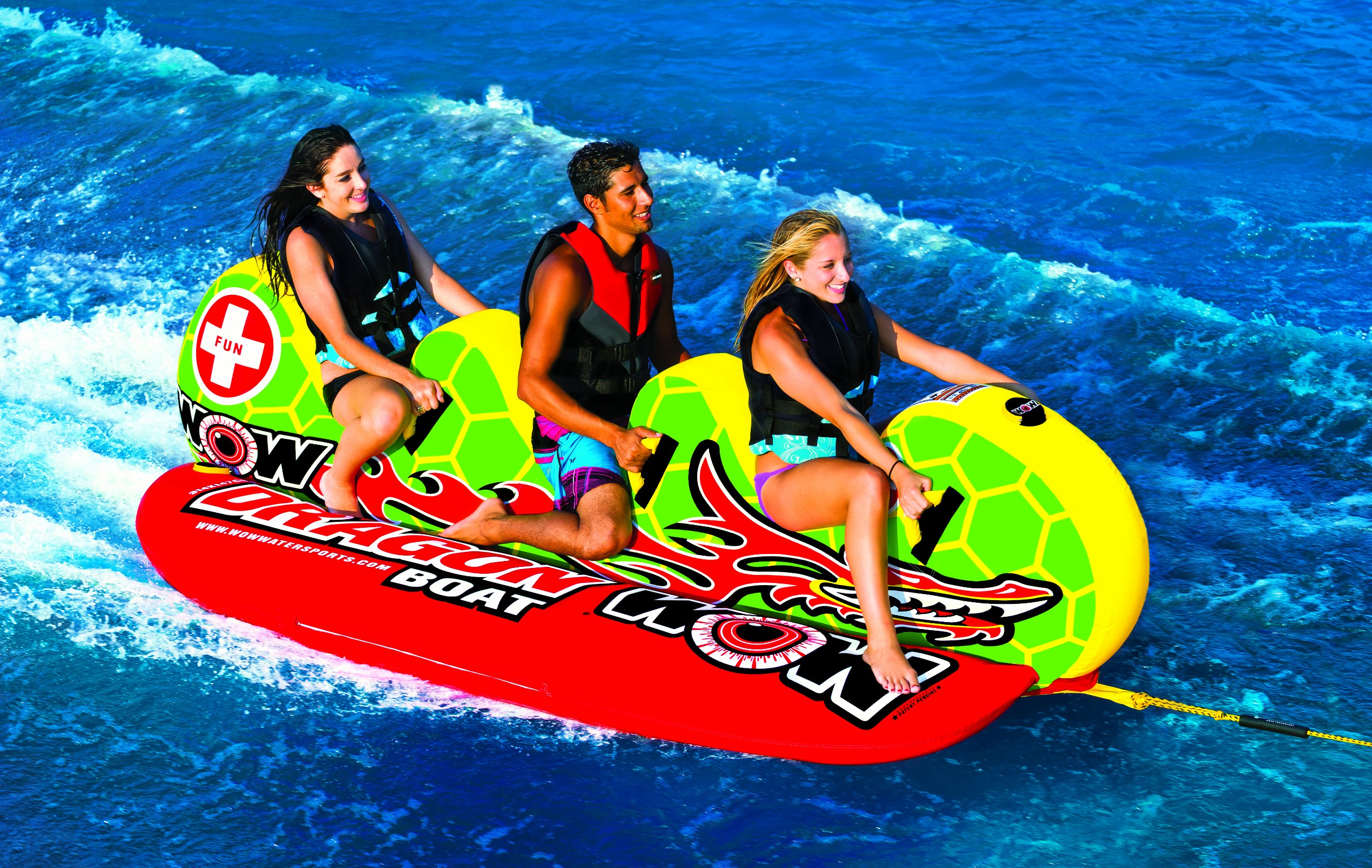 WOW World of Watersports Dragon Boat Cockpit 1 2 or 3 Person Inflatable Towable Cockpit Tube for Boating, 13-1060