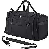 Tourenne 45L Travel Duffel Bag Foldable Weekender Sport Gym Duffle Carry On Luggage with shoe compartment wear/tear resistant water repellent 1680D Ballistic polyester - Black