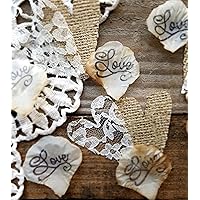 Burlap and Lace Rose Petals, Rustic Wedding Decor, Wedding Table Decorations Rustic, Confetti, Country Wedding