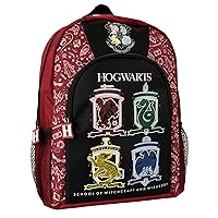 Harry Potter Backpack | Hogwarts School Backpacks | Gryffindor Hufflepuff Ravenclaw Slytherin Kids Bookbag | Red