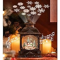 Valery Madelyn 11.4 Inch Musical Snow Globe with Projection Function, USB Plug-in & Battery Operated Spinning Water Glitters Lighted Singing Lantern for Xmas Holiday Decorations (Snowman)