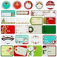 432 Pieces Christmas Sticker Labels, Self Adhesive Christmas Gift Tags for Gift Boxes Envelopes, Santa Snowmen Xmas Tree Reindeer Holiday Decorative Presents Name Labels