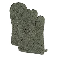 DII Basic Terry Collection 100% Cotton Quilted, Oven Mitt, Artichoke, 2 Piece