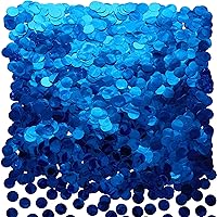 Blue Foil Metallic Round Table Confetti Decor Circle Dots Mylar Table Scatter Confetti Wedding Bachelorette Under the Sea Baby Shower Birthday Party Confetti Decorations, 60g
