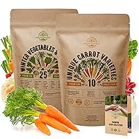 25 Winter Vegetable & 10 Carrot Seeds Variety Packs Bundle Non-GMO Heirloom Seeds for Planting Indoor and Outdoor Over 10100 Carrot & Vegetables Seeds in One Value Bundle