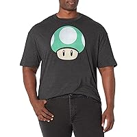 Nintendo One Up Mushroom Men's Tall Tops Short Sleeve Tee Shirt Charcoal Heather