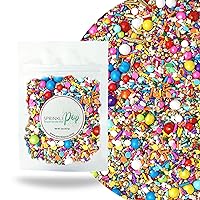 Rainbow Beam Sprinkle Mix| Sprinkles Made In USA By Sprinkle Pop| White Red Orange Yellow Green Blue Rainbow Sprinkles| Decorating Sprinkles For Birthday Chocolate Cakes Cookie Cupcakes Ice Cream, 2oz