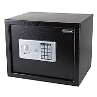Digital Safe - Compact Steel Money Security Box with Electronic Keypad and 2 Manual Override Keys - Large Strongbox for Valuables by Stalwart (Black)