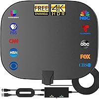 2024 Upgraded Amplified Digital TV Antenna Long 450+ Miles Range, Support 360°Reception 4K 1080p for Smart TV, Amplifier Signal Booster for Local Channels-20ft Coax HDTV Cable