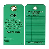 NMC SPT3 OK - DO NOT ALTER Tag - [Pack of 25] 3 in. x 6 in. 2 Side Cardstock Inspection Tag with Grommet, Black Text on Green Base