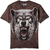 Liquid Blue Men's Nature Roaring Wolf Tie Dye Short Sleeve T-Shirt
