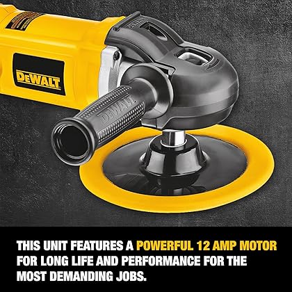 DEWALT Buffer Polisher, 7”-9”, 12 amp, Variable Speed Dial 0-3,500 RPM’s, Corded (DWP849X) Yellow