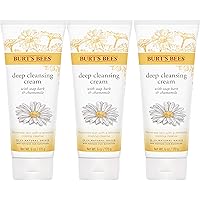 Face Wash, Deep Facial Cleansing Cream, All Natural Cleanser with Chamomile, 6 Ounce (Pack of 3) (Packaging May Vary)